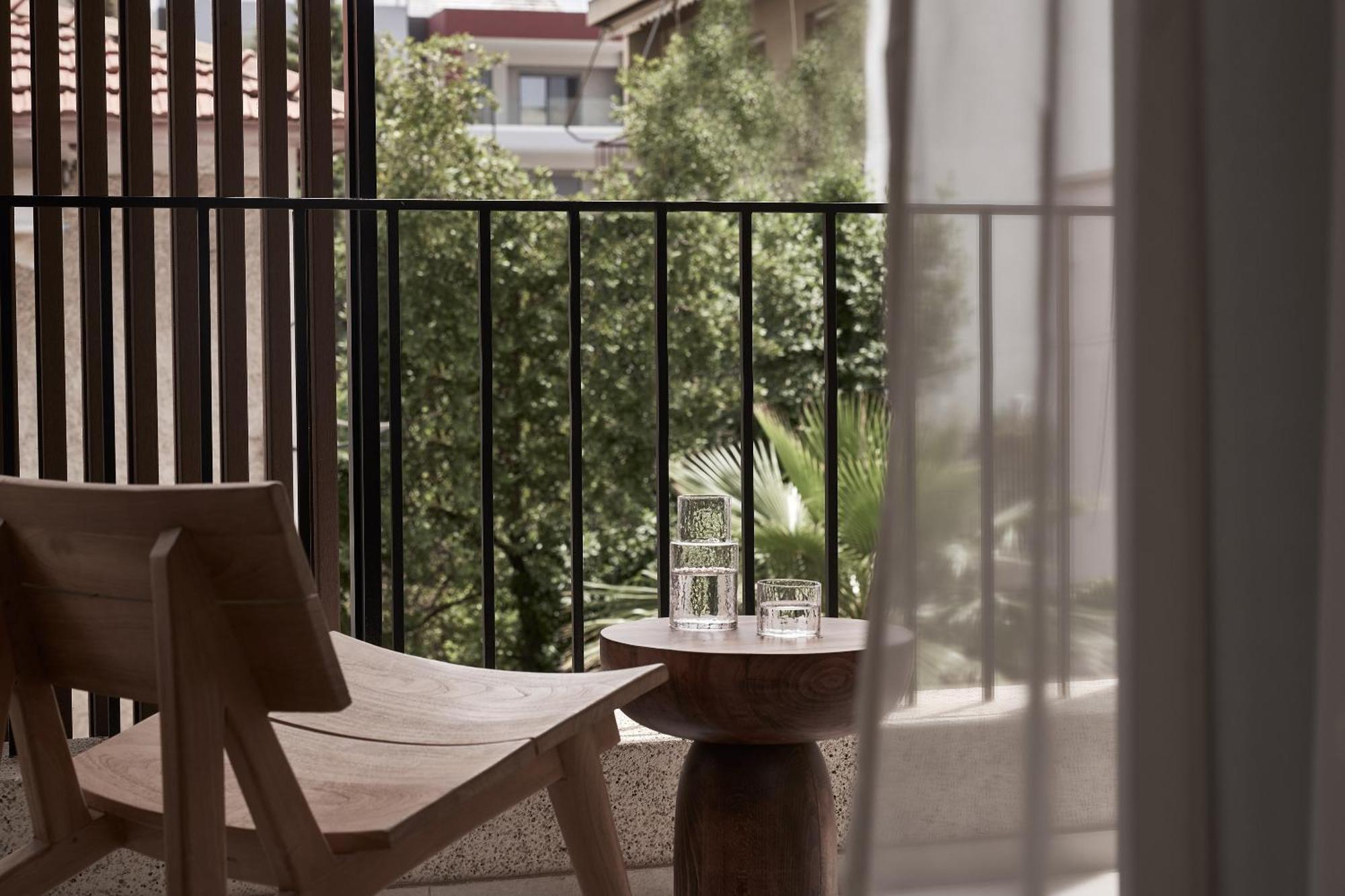 Hotel The Newel Psychiko Athen Exterior foto 3D rendering of a balcony